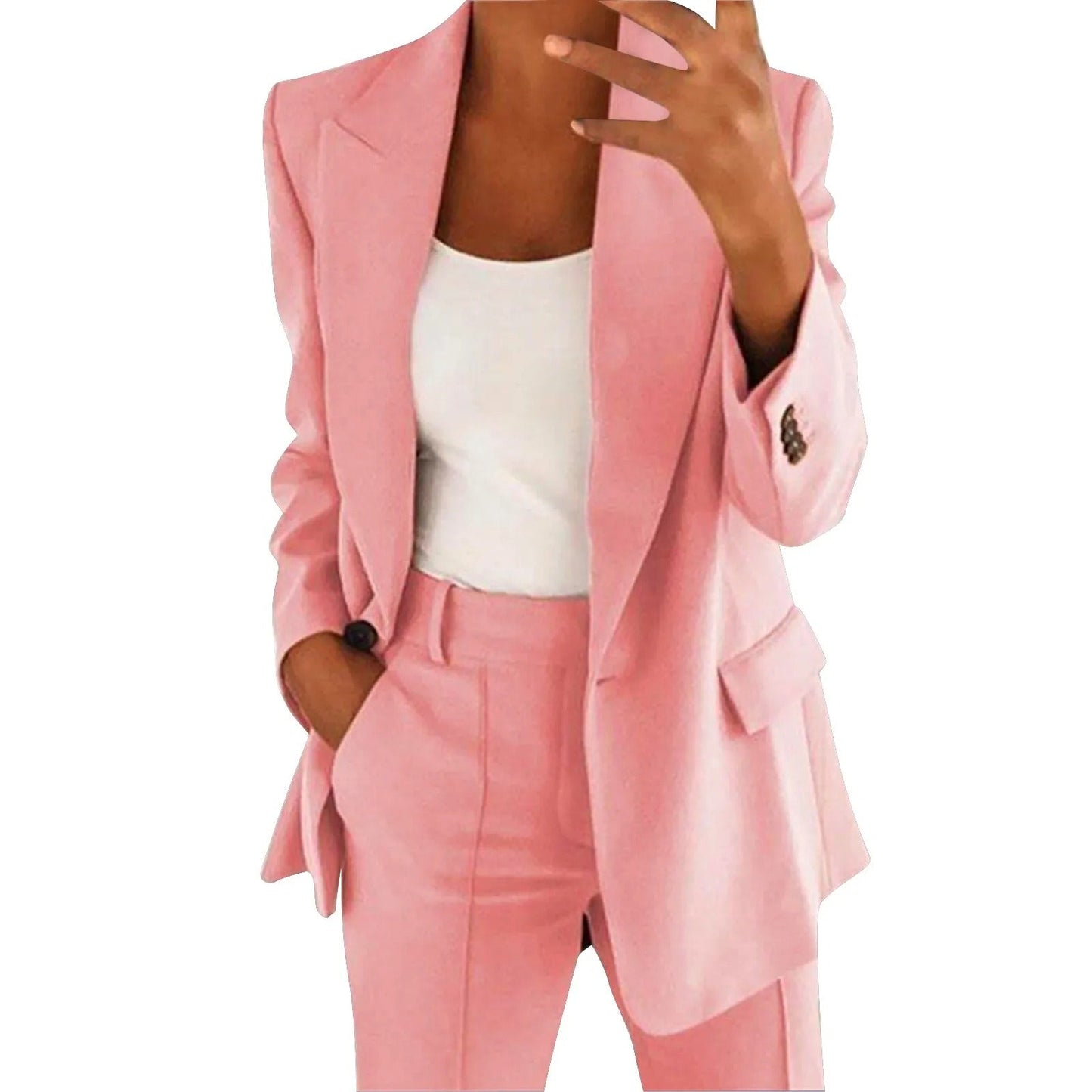 Blazer Broek Set - Vrouwen - Effen - Kantoorpak - Kantoorstijl