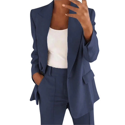 Blazer Broek Set - Vrouwen - Effen - Kantoorpak - Kantoorstijl