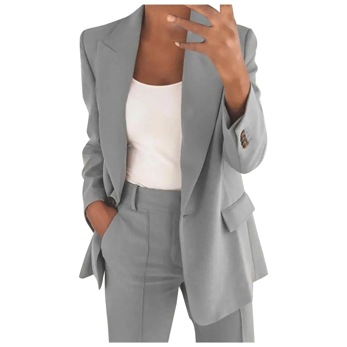 Blazer Broek Set - Vrouwen - Effen - Kantoorpak - Kantoorstijl