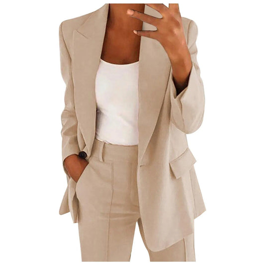 Blazer Broek Set - Vrouwen - Effen - Kantoorpak - Kantoorstijl