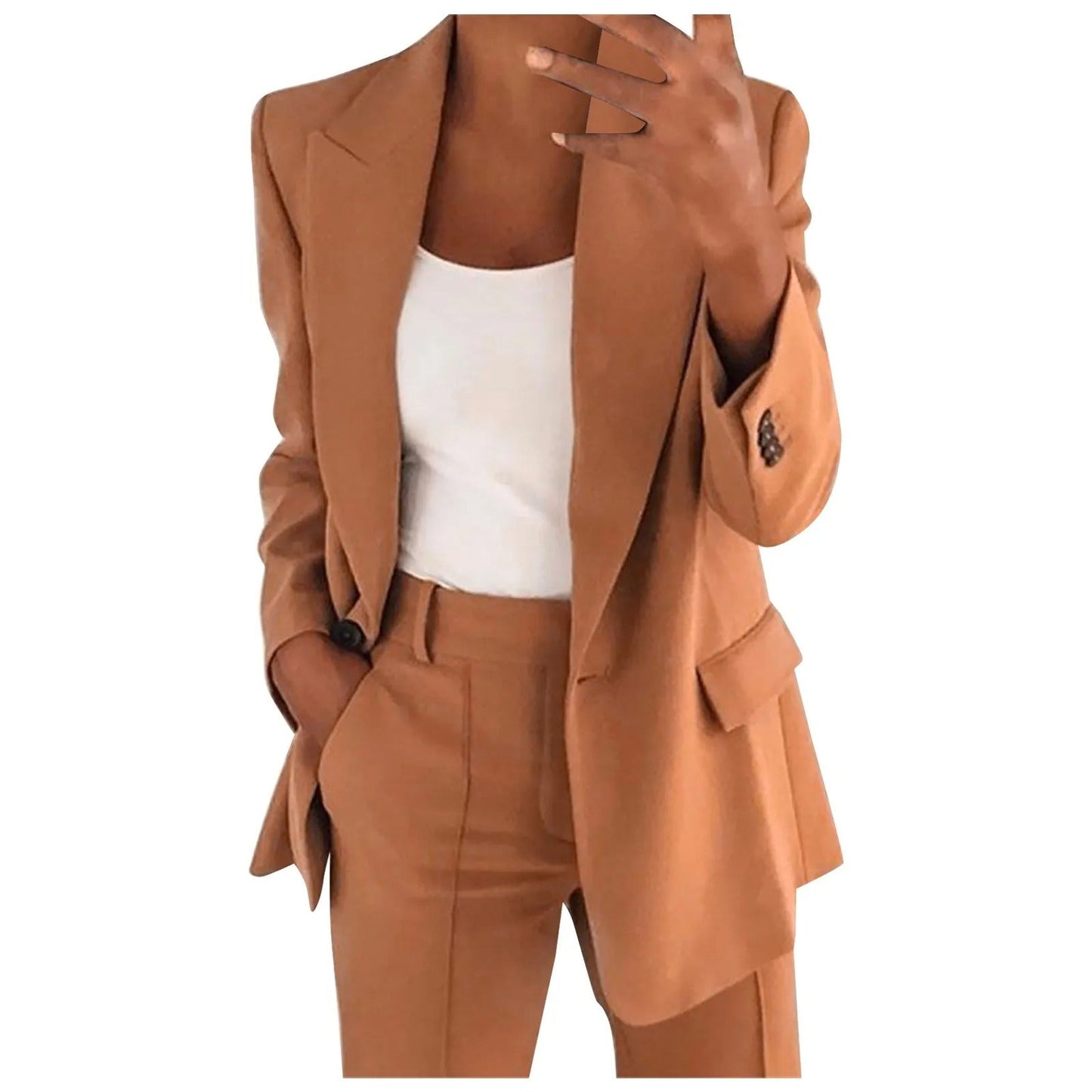 Blazer Broek Set - Vrouwen - Effen - Kantoorpak - Kantoorstijl