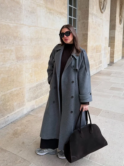 Mantel - Dames - Oversized Lange - Dubbele Knopen - Mantel