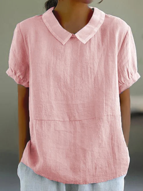 Losvallende damesblouse met colkraag en lange mouwen – EvieraSoft HighNeck
