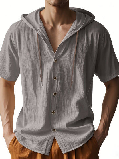 Heren - Lichtgewicht Hemd met Capuchon - Ademend Linnen - Casual en Comfortabel - ZOMERSTIJL