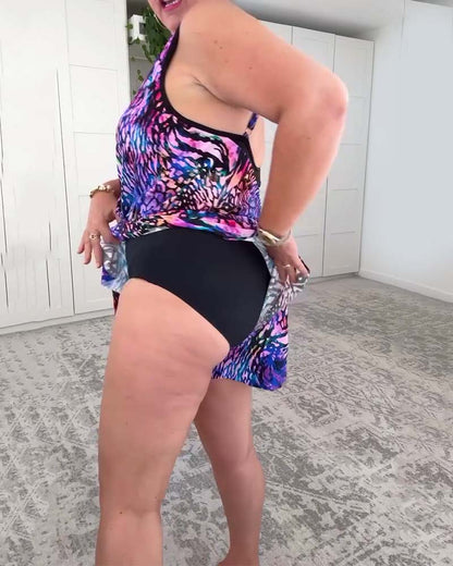 Badpak - Dames - V-Hals en Kleurrijke Print - Vakantie Mode - EENDELIG STIJL