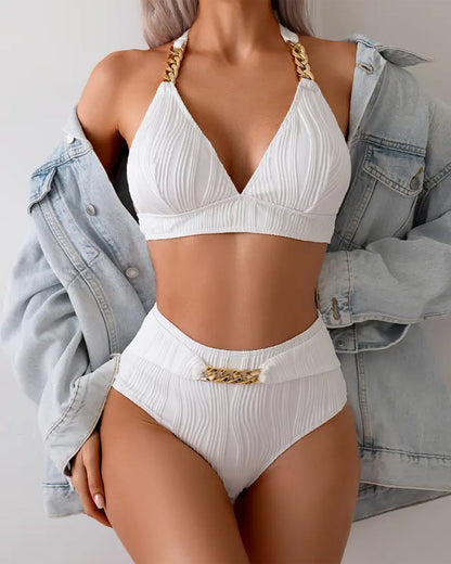Hoog Uitgesneden Damesbikini Met Kettingdetail Voor Een Statement Look – LISA CHAIN