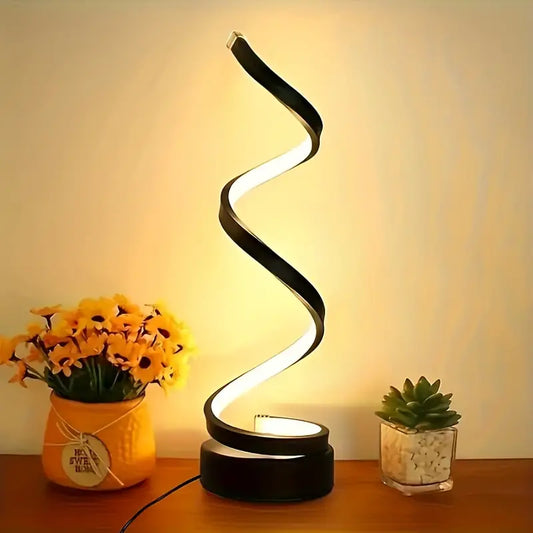 Moderne spiraallamp met warm LED-licht en compact design – LumoSpiral GlowLite