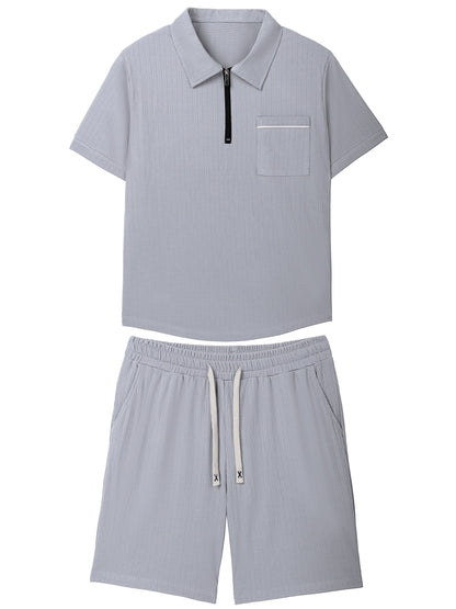 Heren - 2-delige Zomerpolo Set - Ademend Materiaal - Casual Outfit - ZOMERSTIJL