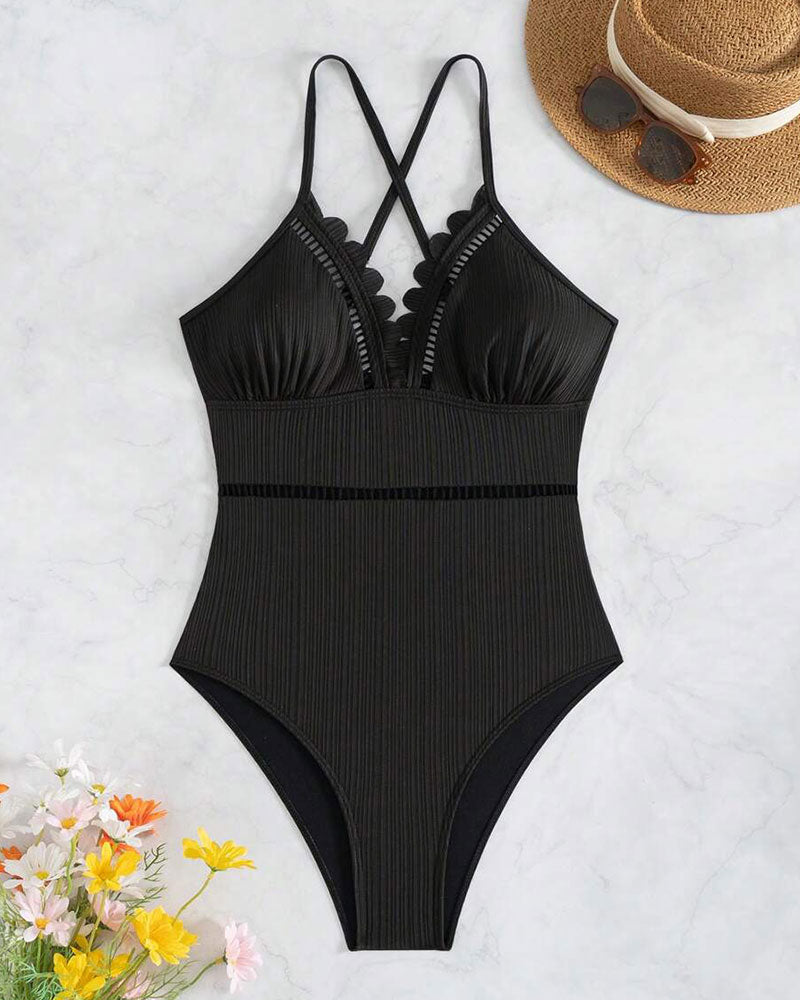 LIVANA – Eendelig Badpak in Effen Kleur met Sexy Cut-Outs