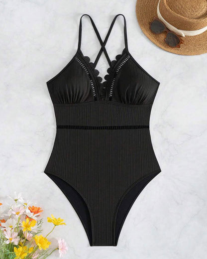 LIVANA – Eendelig Badpak in Effen Kleur met Sexy Cut-Outs
