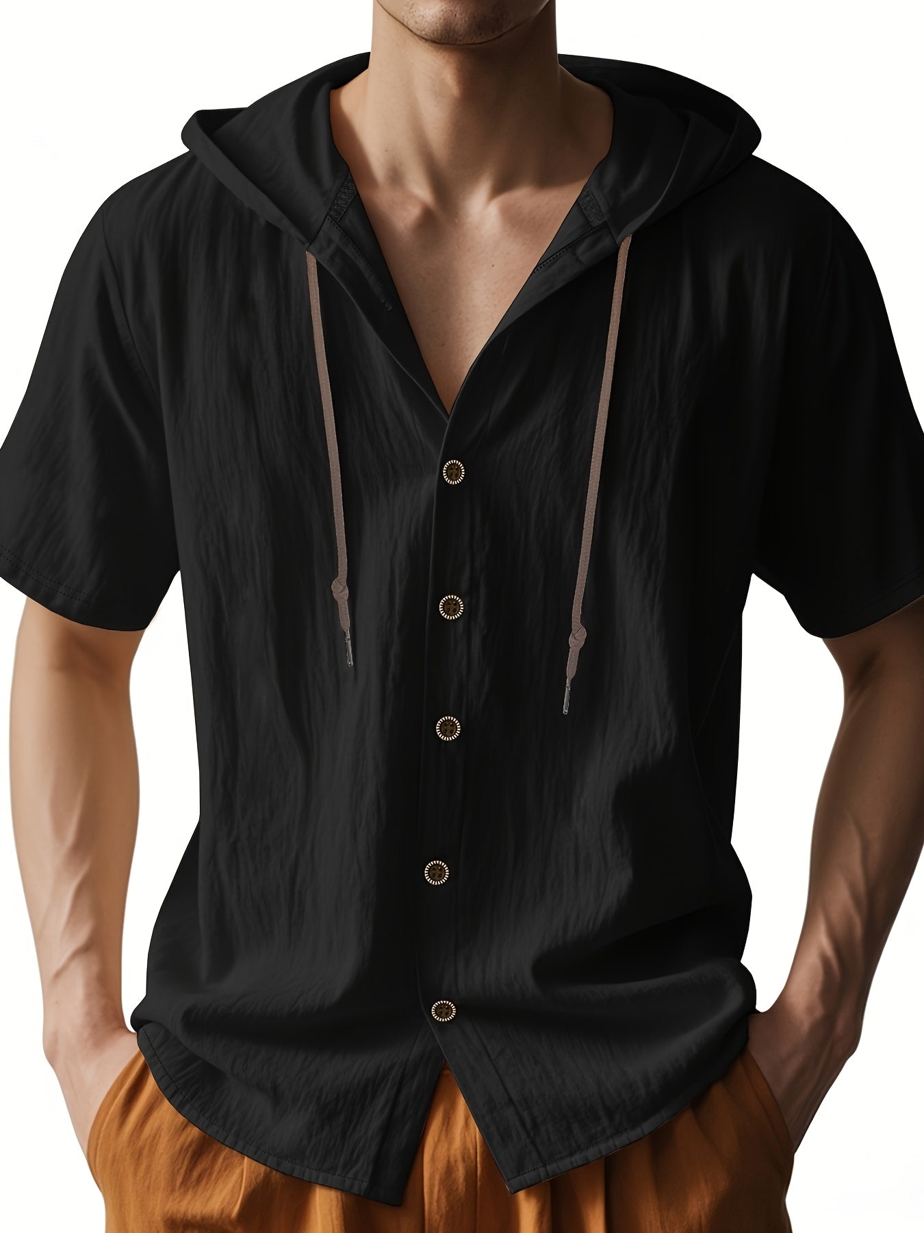 Heren - Lichtgewicht Hemd met Capuchon - Ademend Linnen - Casual en Comfortabel - ZOMERSTIJL