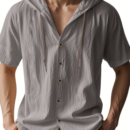Heren - Lichtgewicht Hemd met Capuchon - Ademend Linnen - Casual en Comfortabel - ZOMERSTIJL