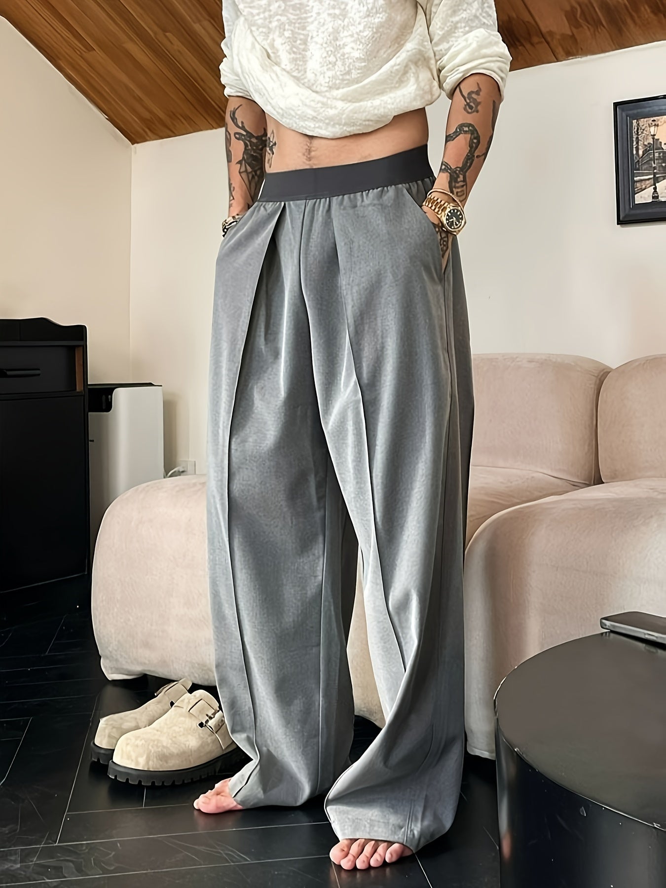 Mannen - Casual Loose Fit Herenbroek - Elastische Tailleband - Comfortabele Vrijetijdskleding - Stijlvolle Casual Broek