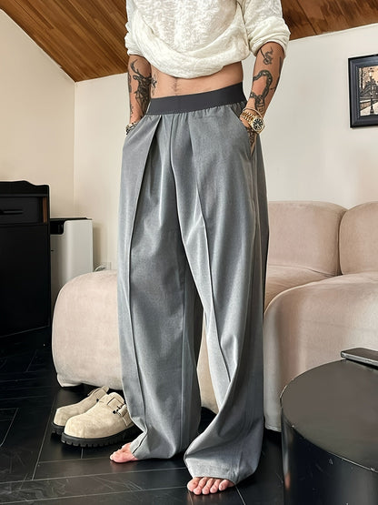 Mannen - Casual Loose Fit Herenbroek - Elastische Tailleband - Comfortabele Vrijetijdskleding - Stijlvolle Casual Broek