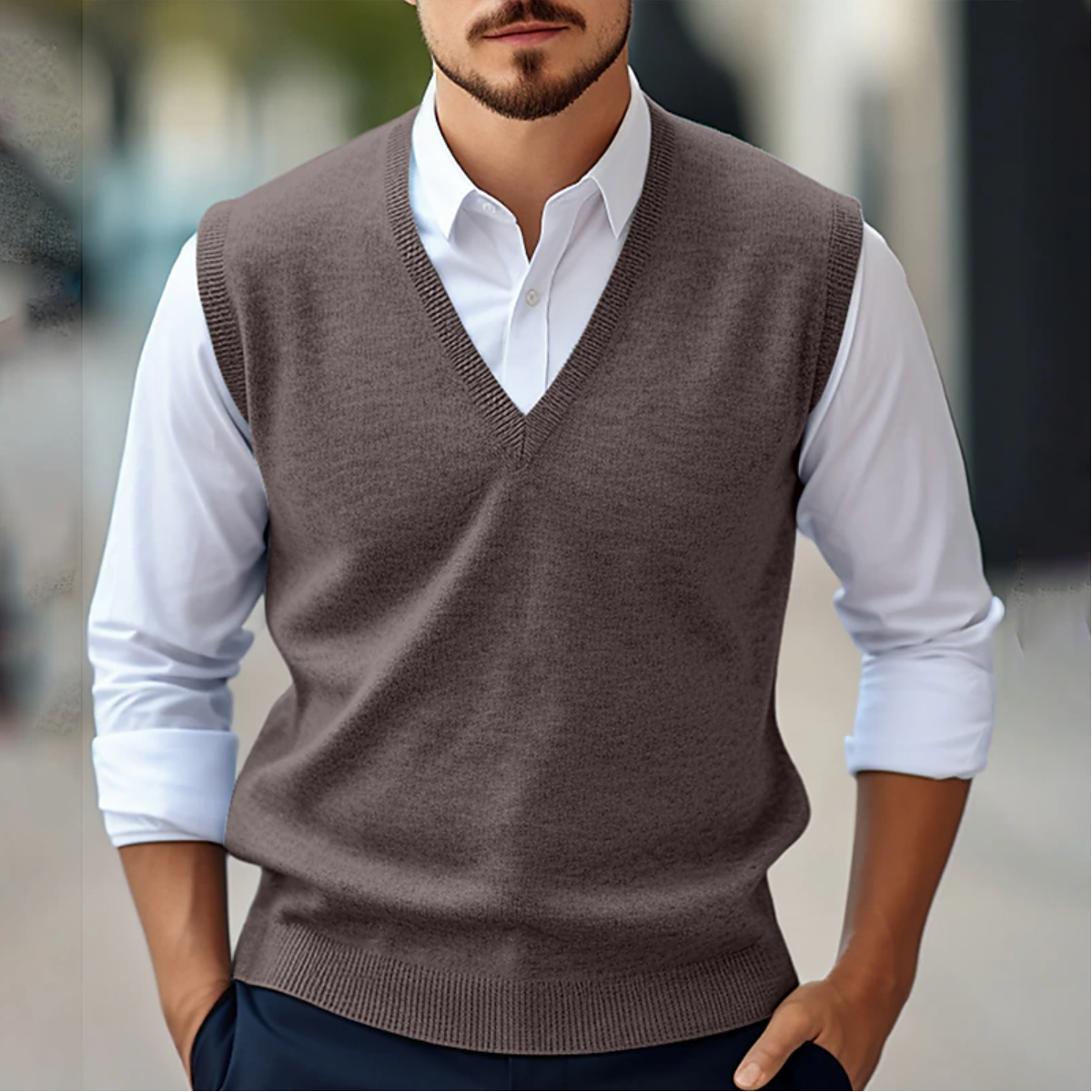 Heren Spencer met V-Hals en Strak Aansluitend Ontwerp voor Elegante Kleding – EMMERICH CLASSIC