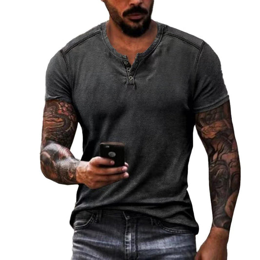 Heren - Casual Henley T-shirt - Korte Mouwen - Comfortabele Stijl - Alfie T-shirt