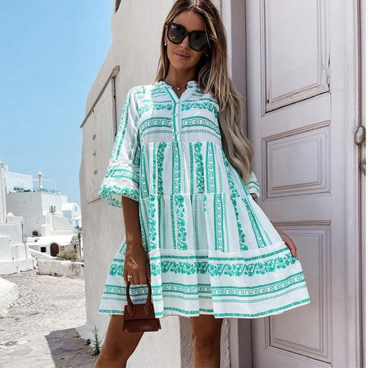 Vrouwen - Boho Zomerjurk - Lichtgewicht Stof - Ademend Ontwerp - ZOMERFLAIR