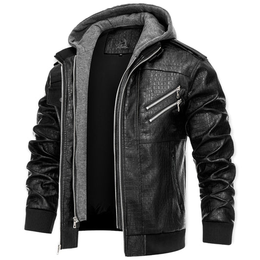 BLAZE – Leren herenjack met capuchon voor een stoere en veelzijdige look