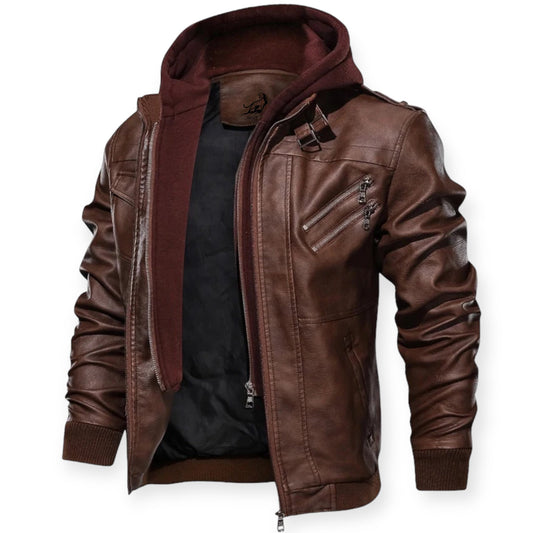 MAVERICK – Leren jack met capuchon en ritssluiting voor een stoere en moderne uitstraling