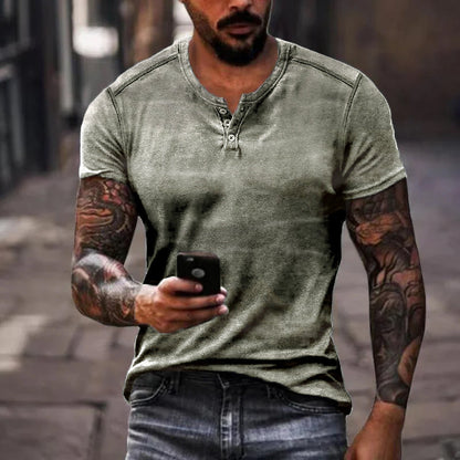 Heren - Casual Henley T-shirt - Korte Mouwen - Comfortabele Stijl - Alfie T-shirt