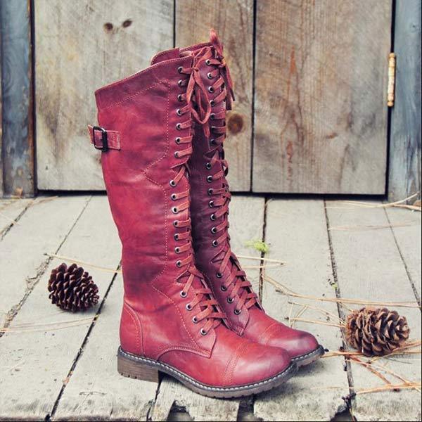 Kniehoge Dameslaarzen - Dames - Vintage Leer - Laars - Nova