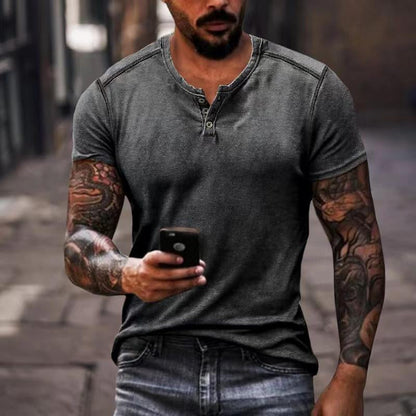 Heren - Casual Henley T-shirt - Korte Mouwen - Comfortabele Stijl - Alfie T-shirt