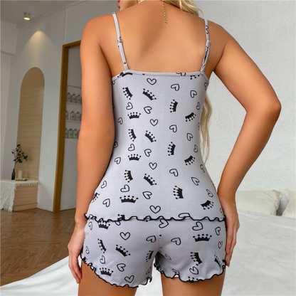 Korte satijnen dames pyjamaset met romantische uitstraling – LUNEA SOFTSHEEN