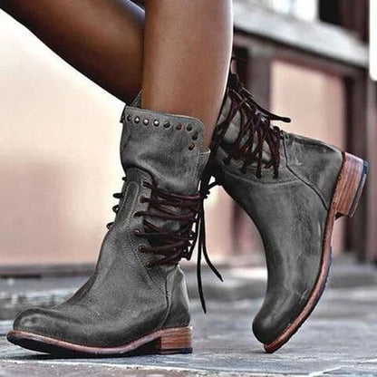 Laarzen - Dames - Leren - Vintage Uiterlijk - Luxe Stijl