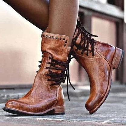 Laarzen - Dames - Leren - Vintage Uiterlijk - Luxe Stijl