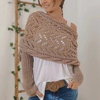 Dames - Gebreid Schouderstuk - Luchtig Patroon - Comfortabele Draagstijl - MODERNE TOUCH