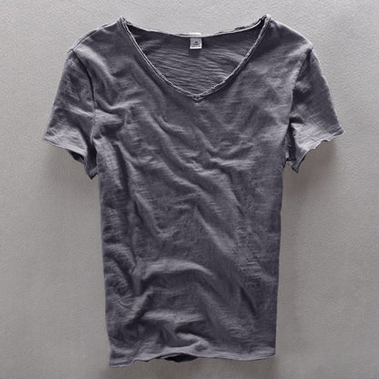 Heren T-shirt met V-hals en Casual Pasvorm voor een Ontspannen Look – COSIMO STIJL