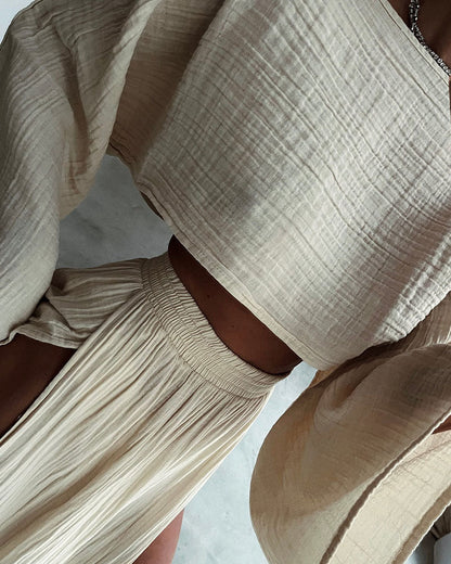 Tweedelige zomerset met cropped top en maxi-rok – SOLARA BREEZE