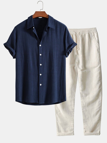 Mannen - Zomerse Shirt en Broek Set - Lichte Stoffen - Ideaal voor Warm Weer