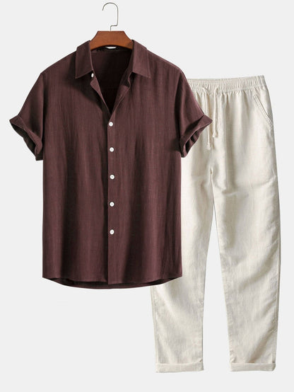 Mannen - Zomerse Shirt en Broek Set - Lichte Stoffen - Ideaal voor Warm Weer