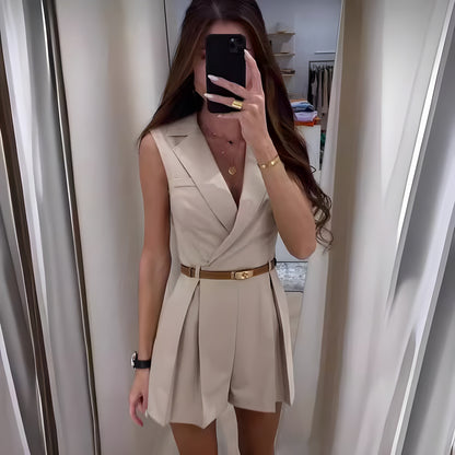 Damesjumpsuit met reverskraag en elegante taillering – MILORA BLAZE