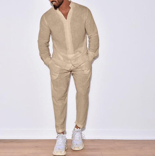 Heren - Tweedelige Zomerse Set - Luchtig Ontwerp - Stijlvolle Outfit