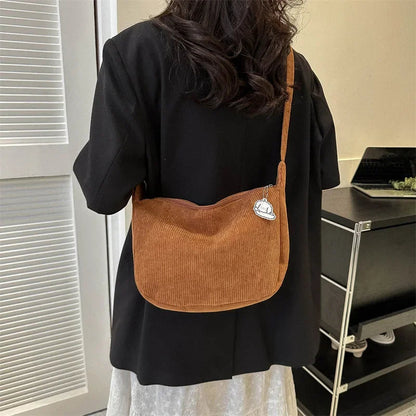 Vrouwen - Corduroy Crossbody Tas - Trendy Dumpling Vorm - Casual Draagtas - MODE TAS