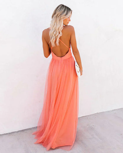 Dames - Lange Avondjurk - Vloeiende Beweging - Elegante Dress - VENDI LUXE