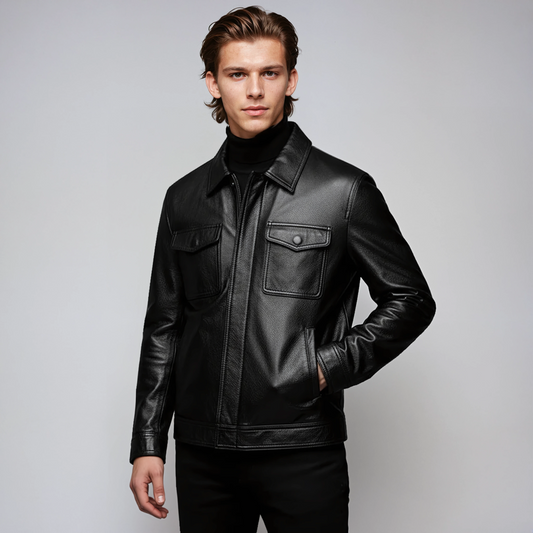 Leren Jas - Heren - Gladde Leer - Heren Leren Jas - LANCE