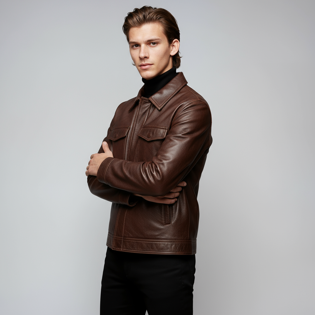 Leren Jas - Heren - Gladde Leer - Heren Leren Jas - LANCE
