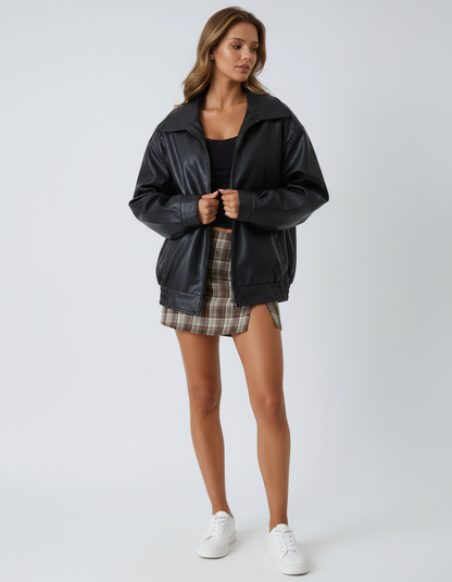 Leren Jas - Vrouwen - Oversized - Oversized Leren Jas - NOVA