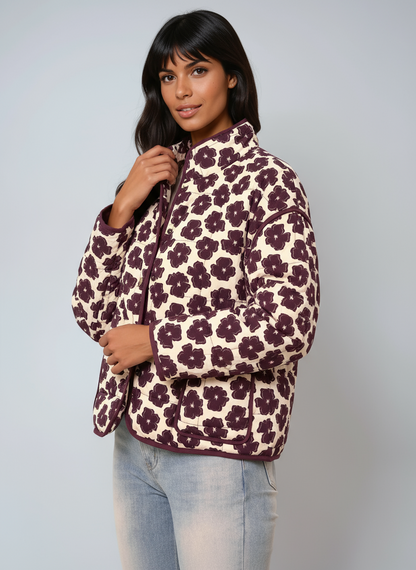 Tussenjas - Vrouwen - Knoopsluiting - Bloemenprint - Flora