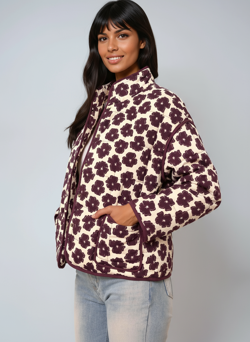 Tussenjas - Vrouwen - Knoopsluiting - Bloemenprint - Flora