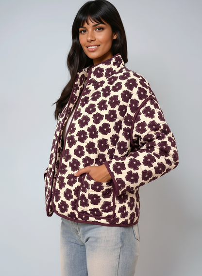 Tussenjas - Vrouwen - Knoopsluiting - Bloemenprint - Flora