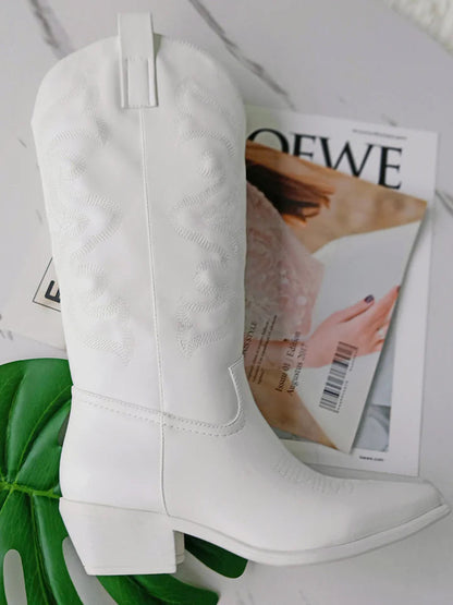 Cowboylaarzen - Dames - PU Leer - Witte Laarzen - Modieus