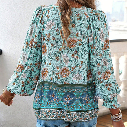 Vrouwen - Bohemian Bloemen Blouse - Lichtgewicht Materiaal - Ademend Comfort - BOHO CHARME