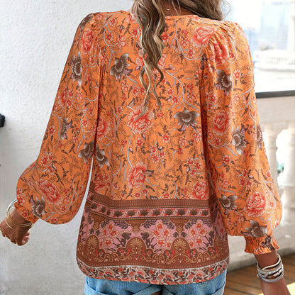 Vrouwen - Bohemian Bloemen Blouse - Lichtgewicht Materiaal - Ademend Comfort - BOHO CHARME