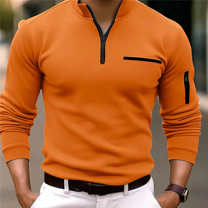 HAYDEN – Lange mouwen zip-up trui met borstzak voor een casual en praktische uitstraling