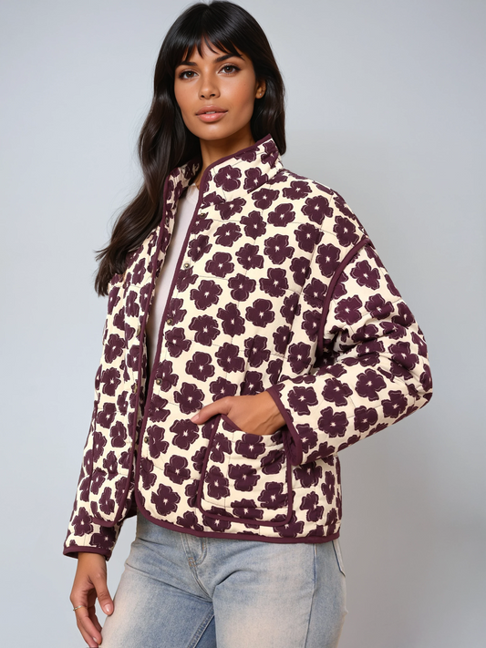 Tussenjas - Vrouwen - Knoopsluiting - Bloemenprint - Flora