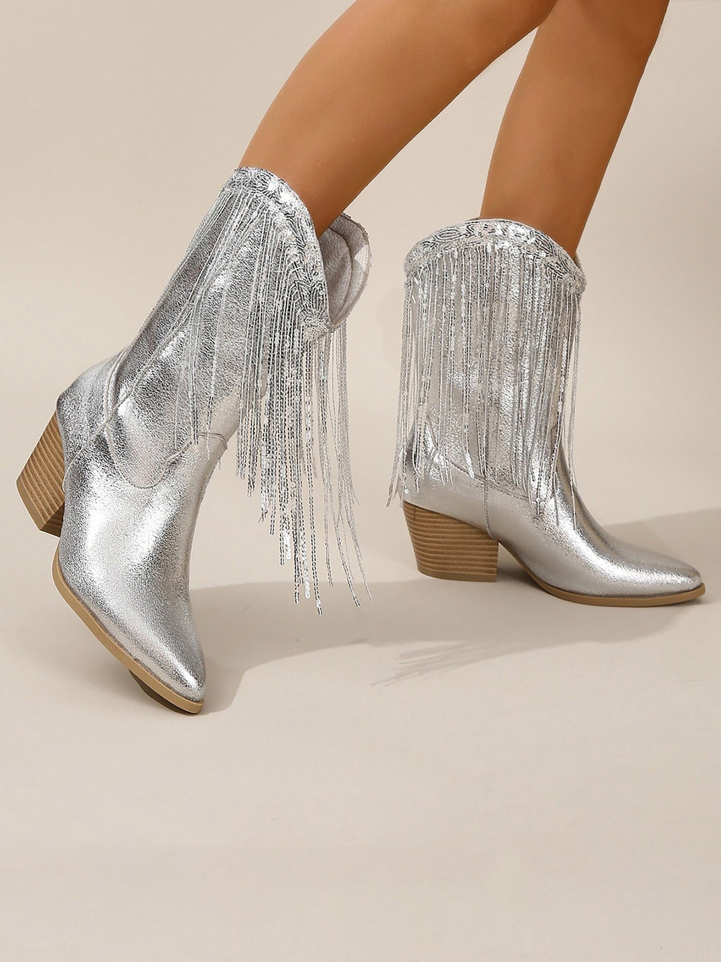 Cowboy Laarzen - Vrouwen - Metallic Glans - Laarzen - Woestijn